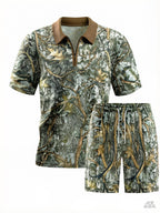 2026 Summer Cross-Border Amazon 3D Trendy Men's Camouflage Suit Short-Sleeved Five-Quarter Pants Sports and Casual Two-Piece Set