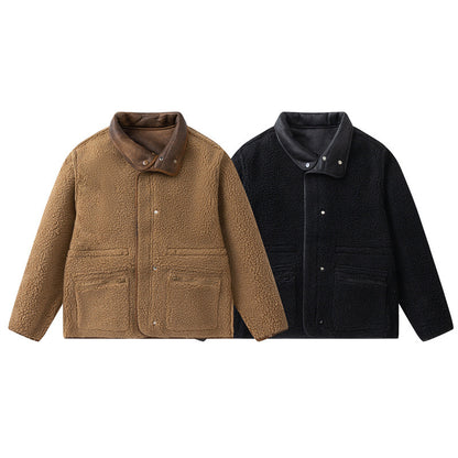 GorgeousBen Men's Reversible Fleece & PU Leather Winter Jacket
